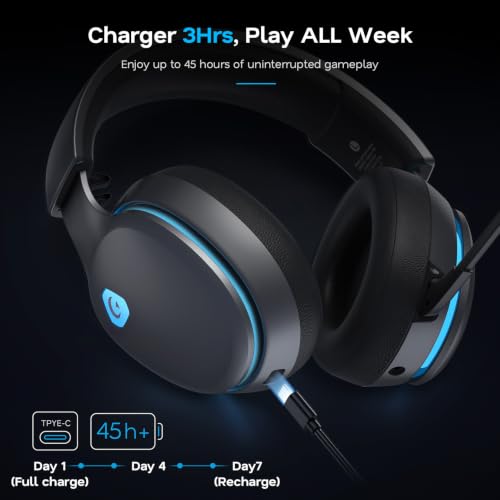 AOC 2.4GHz Wireless Gaming Headset for PS5, PS4, Switch, 45Hr, Space Gray | Bluetooth 6.0 Gaming Headphones with Noise Canceling Mic, 7.1 Virtual Surround, Great for Fortnite & Call of Duty/FPS Gamers - color: Space Gray