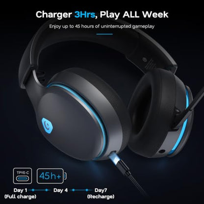 AOC 2.4GHz Wireless Gaming Headset for PS5, PS4, Switch, 45Hr, Space Gray | Bluetooth 6.0 Gaming Headphones with Noise Canceling Mic, 7.1 Virtual Surround, Great for Fortnite & Call of Duty/FPS Gamers - color: Space Gray