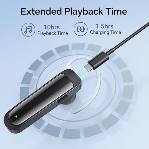 Bluetooth Headset Wireless Earpiece Single Ear Earphones with Microphone