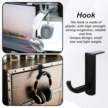2pcs Monitor Headphone Stand Hook Headset Holder Hanger Adhesive Gaming Earphones Hanger Stick-on Support for Computer Over Ear Earphone Monitor Screen Edge Wall Mount Gaming Desk Accessories