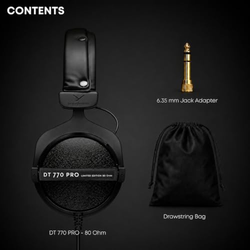 beyerdynamic DT 770 Pro Studio Headphones (80 Ohm, Black) - color: Black, size: 80 OHM