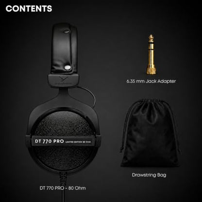 beyerdynamic DT 770 Pro Studio Headphones (80 Ohm, Black) - color: Black, size: 80 OHM