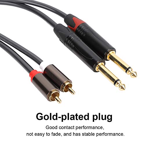 ZJchao to 1/4 Adapter, 1.5M Audio Interconnect Cord 6.35Mm Stereo to C A Phono Insert Cable Audio Wire Cords with Gold Plated Plugs for Phono Microphone Mic Mixer Amplifier