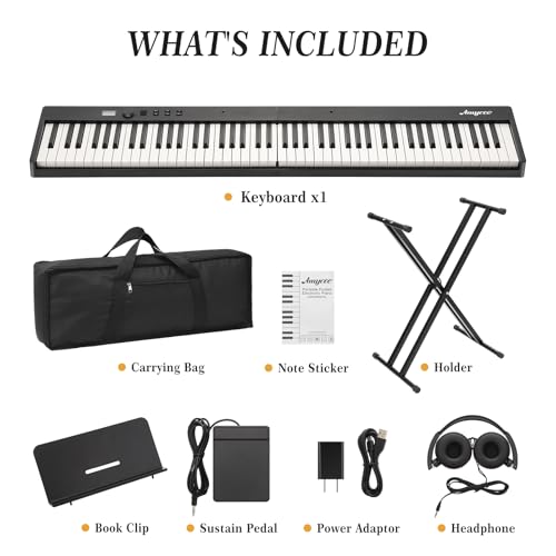 88-Key Portable Foldable Electronic Keyboard. the Portable Keyboard Comes with Headphones, Pedals, Stand and Fixing Frame. It Is Suitable for Beginners and Can Be Used Both on Trips and at Home - color: 88 Keys Set（Foldable）
