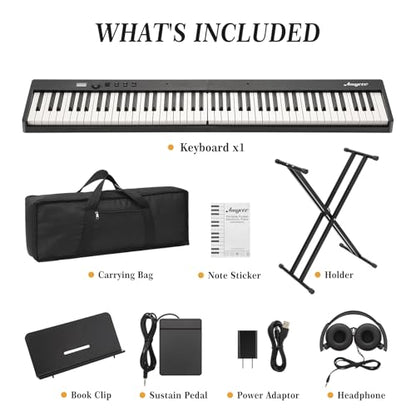88-Key Portable Foldable Electronic Keyboard. the Portable Keyboard Comes with Headphones, Pedals, Stand and Fixing Frame. It Is Suitable for Beginners and Can Be Used Both on Trips and at Home - color: 88 Keys Set（Foldable）