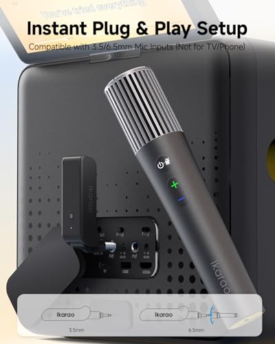 Ikarao Wireless Karaoke Microphone, UV Self-Cleaning Case, 2 Mics for JBL - color: Black