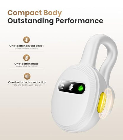 Tisino Wireless Mini Clip-on Microphone for iPhone, Vlog/Interview, White | Mini Clip-on Lapel Mic with Charging Case for YouTube TikTok Vlog Podcast Interview Plug and Play Noise Reduction Microphone - color: White