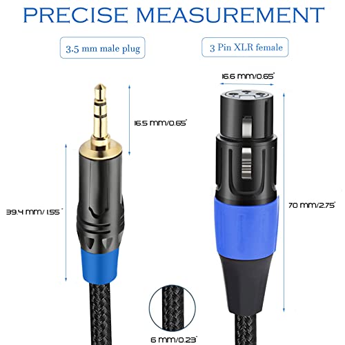 XLR to 3.5mm Balanced Cable Adapter, Gold-Plated 1/8 inch Mini Jack Stereo to Regular XLR Female Mono Audio Adapter Cable for Condenser Microphones - 1ft - style: 3.5mm to XLR Female