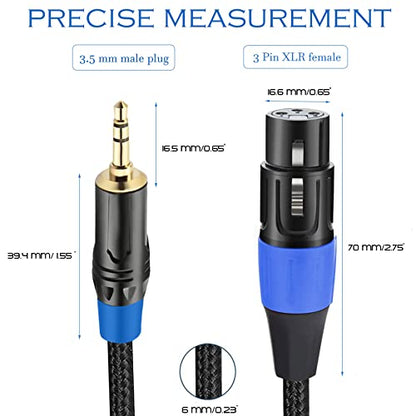 XLR to 3.5mm Balanced Cable Adapter, Gold-Plated 1/8 inch Mini Jack Stereo to Regular XLR Female Mono Audio Adapter Cable for Condenser Microphones - 1ft - style: 3.5mm to XLR Female