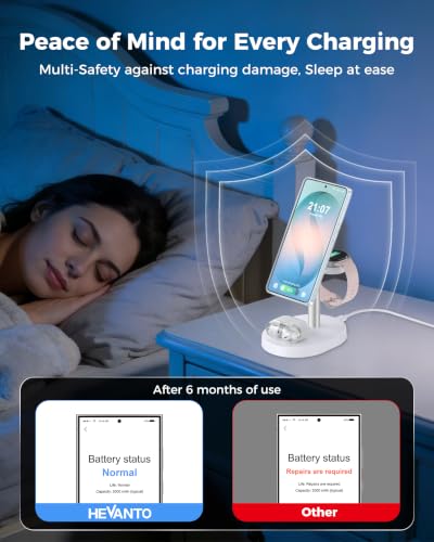 Hevanto 3 in 1 Wireless Charger for Samsung Galaxy - 202606080501 (GrayWhite) - color: GrayWhite