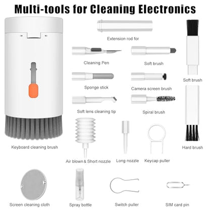 VICHYIE 20 in 1 Multifunctional Cleaner Kit for Electronic Devices (White) | Keyboard Cleaning Brush, Headphones Cleaner Kit for AirPods, Multi-Tool for Cleaning Laptop, Earbuds, Camera, Cellphones - color: White