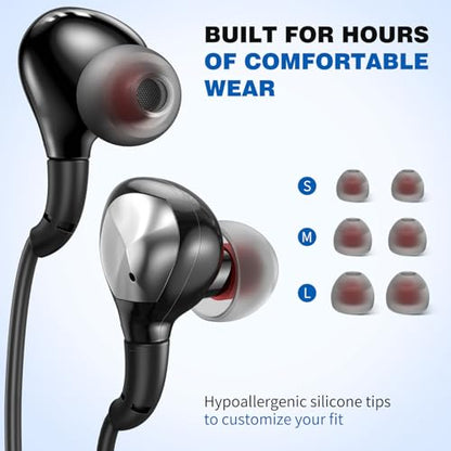 ASKUBSKU Wired Headphones Earbuds for School Laptop PC Chromebook, Black | Corded Ear Buds with 3.5mm Plug in Audio Jack Mic HiFi Stereo Clear Call Volume Control for Kindle Fire/Switch/Android
