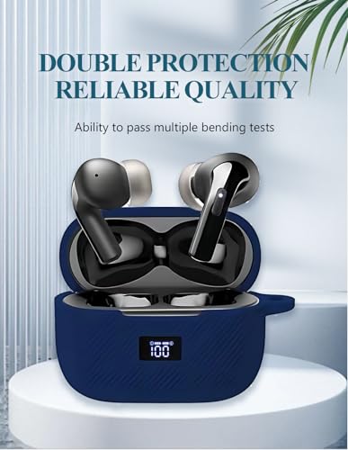 Case Cover for tozo T20 Wireless Earbuds Bluetooth Headphones,Protective Soft Silicone Skin Case Cover Shock-Absorbing Protective Case with Keychain,Lanyard and Cleaning Pen-Blue - color: BLUE