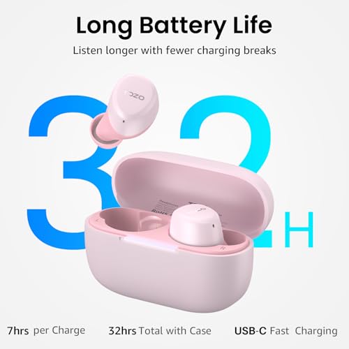 TOZO A1 Wireless Earbuds Bluetooth 5.3 Light Weight in Ear Headphones | IPX5 Waterproof, 2 Mics for AI Calls, Immersive Premium Sound Bass Ear buds with Charging Case, 32 Presets EQ via TOZO App - color: Rose Gold