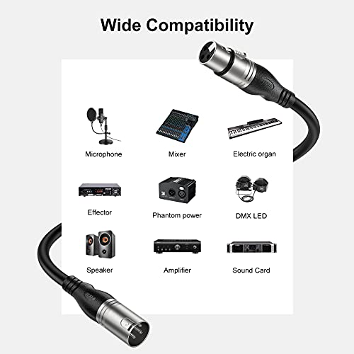 EBXYA XLR Cable 25ft 2 Packs Microphone Cable with 3-Pin XLR Male to Female | Balanced, Professional Shielded, for Mic, Mixer, Speaker Systems, Radio Station and Podcast, Black - color: Black, size: 25 Feet-2 Pack