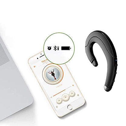 Ear Hook Bluetooth Headphone V5.0 with Mic, Painless Single Ear Wireless Headset 5 Hrs Playtime for Android Phones/iPhone X/8/7/6, Lightweight Non Bone Conduction Headphone with Ear Plug - Black