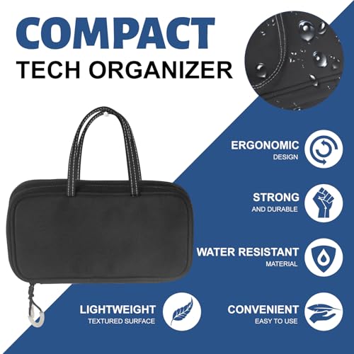 Electronic Organizer, Travel Cable Organizer Case - Compact 8-Pocket Pouch for Chargers, Cords & Tech Accessories (8.2x5.9x2 Inch)
