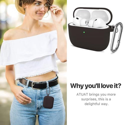 for AirPods Pro 3 Case Cover, Protective Soft Silicone with Keychain Cleaning Pen for Women Men for Apple AirPods Pro 3rd Generation Case(2025), Front LED Visible, Coffee - color: D-Coffee