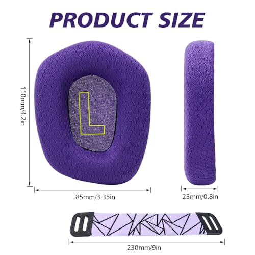Replacement Earpads for Logitech G733 G535 G335 Lightspeed Wireless Gaming Headset, Ear Pads Cushions Cover with Comfort Noise Isolation Foam (Purple) - color: Purple