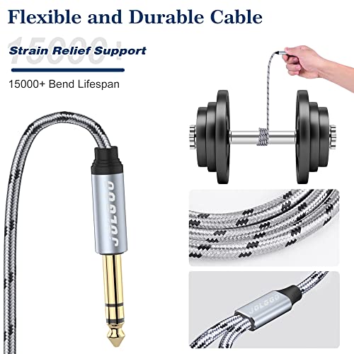 JOLGOO 1/4 Splitter Adapter Cable 12 inches, 6.35mm Stereo Plug Male to Dual 6.35mm Jack Female Y Splitter Cable, 30cm / 12 inches - style: 1/4 Splitter Male to dual Female
