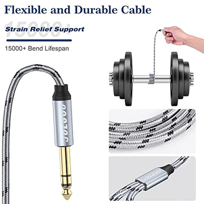 JOLGOO 1/4 Splitter Adapter Cable 12 inches, 6.35mm Stereo Plug Male to Dual 6.35mm Jack Female Y Splitter Cable, 30cm / 12 inches - style: 1/4 Splitter Male to dual Female