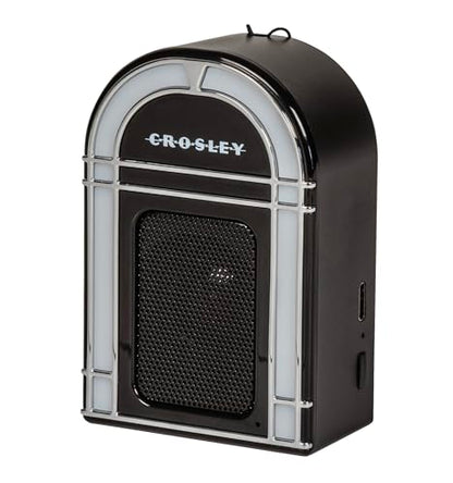 Crosley CR3046A-BK Mini Jukebox Portable Bluetooth Speaker, Black | Bluetooth In, 5 Color-Changing Light Modes, LED Lights Sync with Music, Rechargeable Lithium-Ion Battery - color: Black