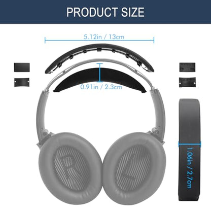 GEVO Headband Cover for Bose QC35 & QC35 ii & QC45 - Black - color: Black