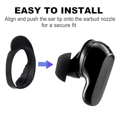 Replacement Ear Tips for Bose QuietComfort Ultra Earbuds 1/2nd Gen | Anti-Slip Silicone Wingtip Covers Eartip with Portable Storage Box (3 Pairs, Black, S/M/L)
