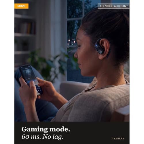 TREBLAB X3-Pro Earbuds Wireless Bluetooth, Earhook IPX5 11H Powerbank - color: White Logo