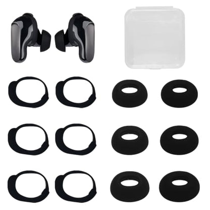 Aiivioll 6-Pack Ear Tips + Wings for Bose QuietComfort Ultra/II, Black