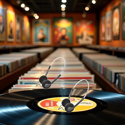 2 Pcs Retro On Ear Headphones, Wired Stereo Headphones, Lightweight Portable Headphone with Adjustable Headband, Cassette Player, Over-Ear (Black) - color: Black