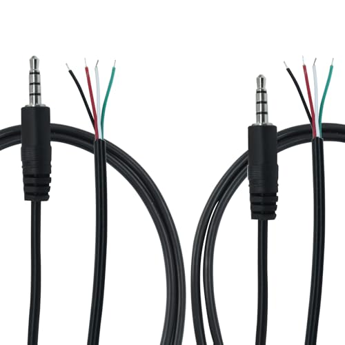 Jiozermi 3.5mm Male to Bare Wire TRRS Audio Cable, 3ft, 4 Pcs | 4 Pole Stereo, 1/8" TRRS Male Jack, For Speaker Headphone Microphone, Cable Repair - size: 3ft