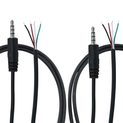 Jiozermi 3.5mm Male to Bare Wire TRRS Audio Cable, 3ft, 4 Pcs | 4 Pole Stereo, 1/8" TRRS Male Jack, For Speaker Headphone Microphone, Cable Repair - size: 3ft