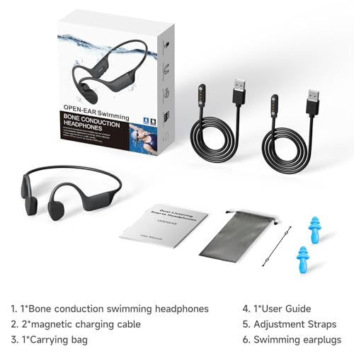 Bone Conduction Headphones Swimming,Waterproof IP68,Bluetooth 5.4, Built-in 32GB TF Swimming Headphones Underwater Music Player, Open Ear Bluetooth Earbuds(Grey)