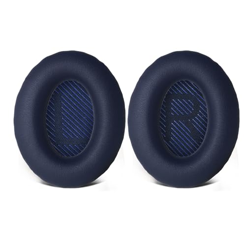 Replacement Ear Pads for Bose QuietComfort 35 35 II 15 25(qc 35 25 15/QC35 ii), Headphone Ear Covers, High Density Memory Cotton, Soft Leather, Adaptive Noise Isolation Headphones Pads Cushions - color: navy blue, style: QC35