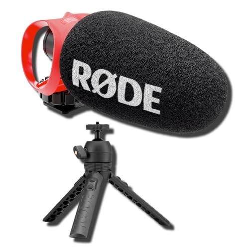 Rode VideoMicro II Supercardioid Shotgun Microphone Bundle with Tripod 2 Tabletop Stand and Handheld Grip — Camera-Mount Mic for Vlogging, Filmmaking, Tabletop Interviews, Run-and-Gun Video - color: Tripod2 Bundle