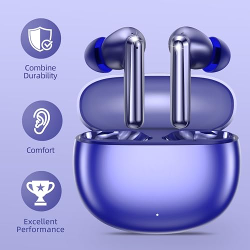 Wireless Earbuds 2 Pack, ANC in-Ear Bluetooth Headphones, Big Bass Durable, Lightweight Design for Noisy Factories, Gym, and Travel, 60 Hour Long Playtime (Purple) - color: Blue