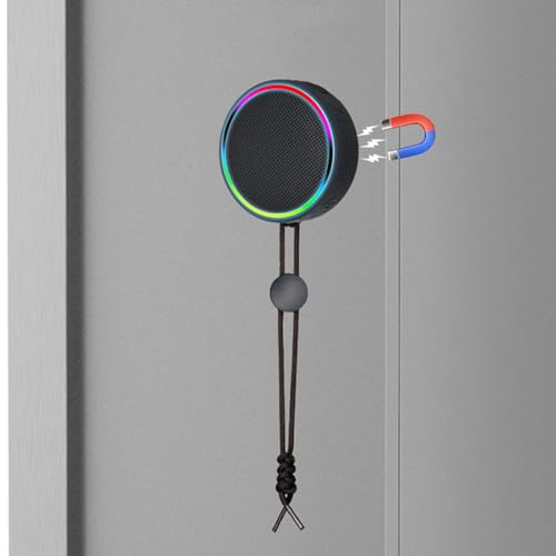 Diyeeni Bluetooth Shower Speaker, IPX6 Water Proof Portable Bluetooth 5.3 Speakers with Suction Cup, Mini Wireless Speaker with RGB Lights, Loud Stereo Sound for Bathroom (Black) - color: Black