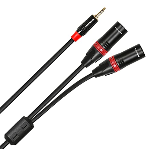3.5mm TRS to Dual XLR Male Y-Splitter Cable, 12 Inch | Gold Plated Connector, For Mixer, For Speaker, For Camera - size: 12 Inch