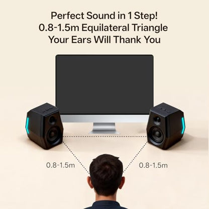Sanyun SW209 36W 2.0 Gaming Speakers, Tactical Audio Map with 3 DSP Modes | Game/Movie/Music, 24bit DAC, USB-C/Bluetooth 5.2/AUX, 2.75" Glass Fiber Drivers & 18mm Silk Dome, RGB Lighting (Pair, Black) - color: SW209 Black