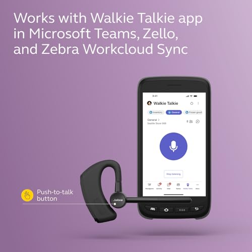 Jabra Perform 45 SE, Push-to-Talk Bluetooth Wireless Mono Headset, Noise-Cancelling Microphone, Works with Walkie Talkie app in Microsoft Teams, Zello and Zebra, Black