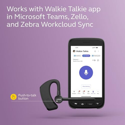Jabra Perform 45 SE, Push-to-Talk Bluetooth Wireless Mono Headset, Noise-Cancelling Microphone, Works with Walkie Talkie app in Microsoft Teams, Zello and Zebra, Black