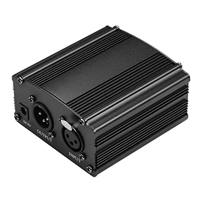 Phantom Power Ultra-Compact Microphone +48V Phantom Power Supply with XLR Input & Output for Condenser Microphone Studio Music Recording