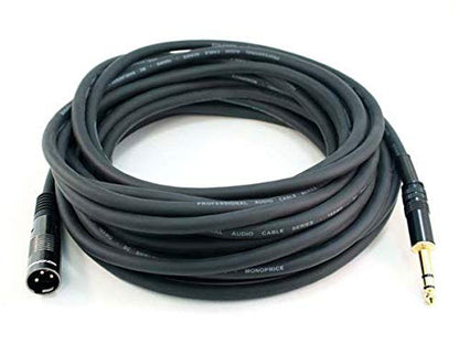 Monoprice XLR Male to 1/4in TRS Male Cable - 50 Feet | 16AWG, Gold Plated - Premier Series - size: 50 feet