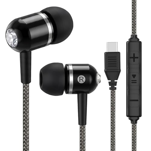 Cowyawn USB C Wired Earbuds, USB-C Headphone with Mic, in-Ear USBC Earphone