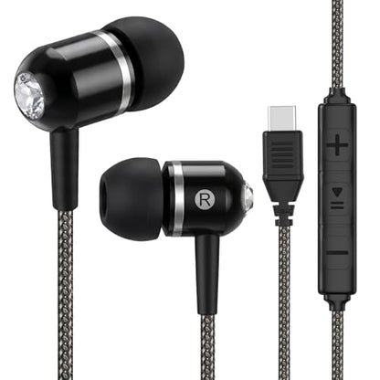 Cowyawn USB C Wired Earbuds, USB-C Headphone with Mic, in-Ear USBC Earphone