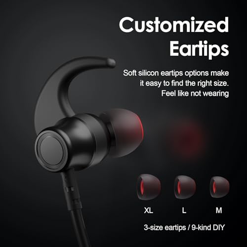 Bluetooth Headphones, 150H Playtime Wireless Bluetooth Earbuds with Earhooks, w/Mic in-Ear Magnetic Neckband Earphone, IPX7 Sweatproof Deep Bass Headset for Home, Traveling, Outdoor, Business Trips - color: Deep Black