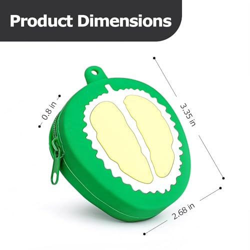 【Woyinger】 Fruit Shaped Silicone Earbud Case for AirPods, Tech Organizer Pouch with Keychain & Wrist Strap, Mini Cable Coin Wired/Wireless Earphone Holder, Durian - color: A2-Durian