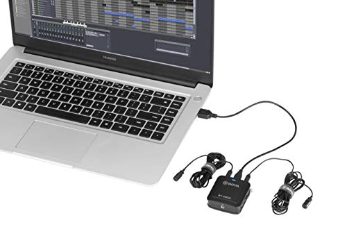 Boya BY-DM20 2-Person Digital Lavalier Microphone with Lightning, USB-C & USB Output Cables for iPhone, iPad, Smartphones, Tablets, & MAC/PC Computers, Black | Includes mixer, 2 lavaliers, USB cables and case for recording, interviews and vlogging