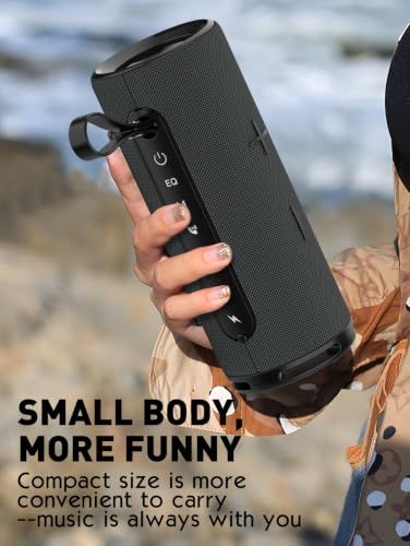 MANTO BTS13 Wireless Speaker, Bluetooth 5.3 TWS Stereo for Outdoor, Beach, Camping, Home, 10W Bass Sound, FM Radio, Micro SD/AUX Playback, 4H Playtime, Portable Lanyard Speaker
